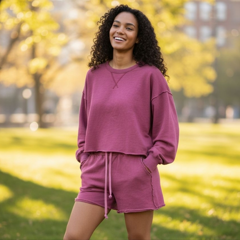 FP Movement Free People The Way You Move Sweatshirt Cropped With Matching Shorts